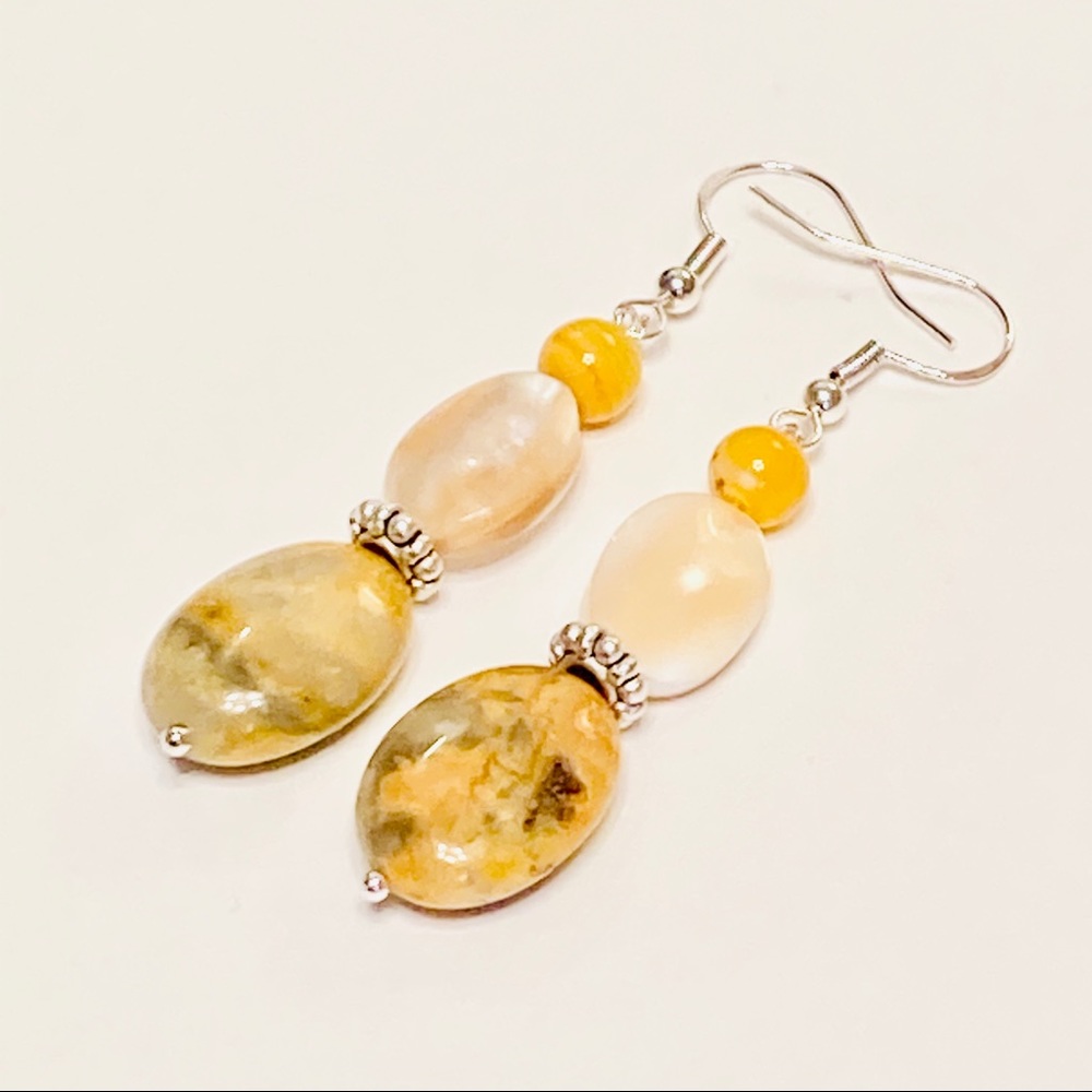 Golden Mexican Crazy Lace Agate Earrings